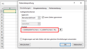 Zum Vergrößern bitte Bild anklicken Korrekte Version mit der IDENTISCH-Funktion