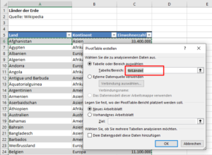 Zum Vergrößern bitte auf das Bild klicken Der Bereich verweist auf den Tabellennamen