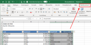 Zum Vergrößern bitte auf das Bild klicken Der Tabellenbereich wurde automatisch erweitert