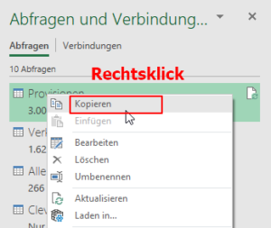 Abfrage per Rechtsklick kopieren...
