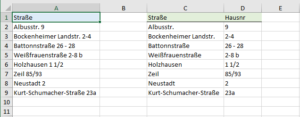 Zum Vergrößern bitte auf das Bild klicken Ausgangsliste und gewünschtes Endergebnis
