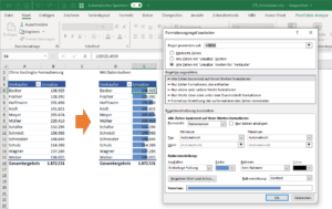 Zum Vergrößern bitte auf das Bild klicken Bedingte Formatierung: Datenbalken