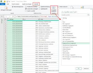 Sprung zu einer bestimmten Spalte