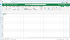 Zum Vergrößern bitte auf das Bild klicken Excel für das Web mit einem leeren Arbeitsblatt