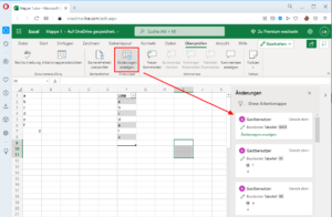 Zum Vergrößern bitte auf das Bild klicken Änderungen in der Arbeitsmappe nachvollziehen