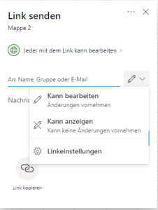 Zum Vergrößern bitte auf das Bild klicken Zugriffsrechte festlegen