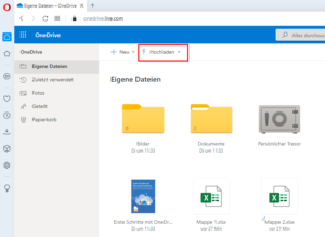 Zum Vergrößern bitte auf das Bild klicken Lokale Dateien in OneDrive hochladen