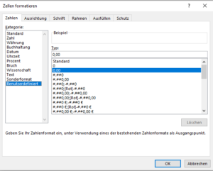 Benutzerdefinierte Zahlenformate