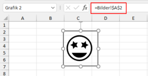 Zum Vergrößern bitte auf das Bild klicken Der Zellenbezug im eingefügten Bild