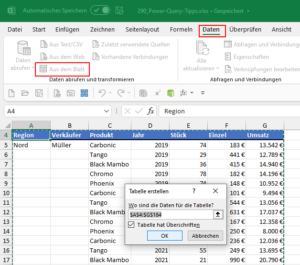Zum Vergrößern bitte auf das Bild klicken Laden in den Power Query-Editor