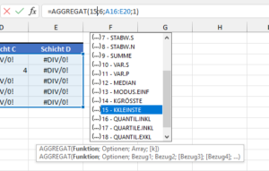 Zum Vergrößern bitte auf das Bild klicken Funktion 15 = KKLEINSTE