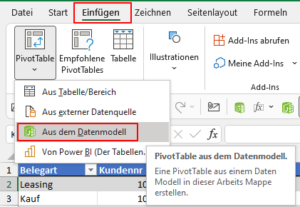 Zum Vergrößern bitte auf das Bild klicken Pivot-Tabelle aus dem Datenmodell erstellen