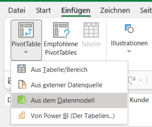 PivotTable aus dem Datenmodell erstellen