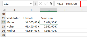Zum Vergrößern bitte Bild anklicken Name wird in Formel verwendet (Beispiel 2)