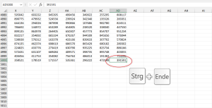 Zum Vergrößern bitte auf das Bild klicken Die letzte verwendete Zelle