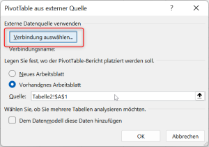 Verbindung auswählen