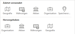 Zum Vergrößern bitte auf das Bild klicken Zuletzt verwendete und hervorgehobene Datentypen