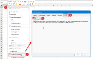 Zum Vergrößern bitte Bild anklicken Der übliche Weg, um eine Zelle zu sperren