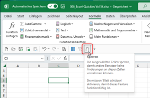 Zum Vergrößern bitte Bild anklicken Zelle sperren und entsperren mit einem Klick