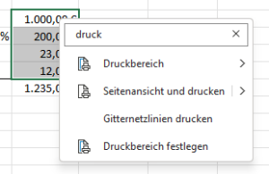 Zum Vergrößern bitte auf das Bild klicken Excel schlägt Optionen vor