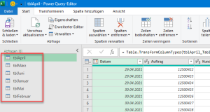 Zum Vergrößern bitte auf das Bild klicken Separate Abfrage für jede Tabelle