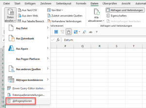 Zum Vergrößern bitte auf das Bild klicken Aus dem Arbeitsblatt: Abfrageoptionen öffben