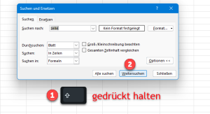 Zum Vergrößern bitte Bild anklicken Rückwärts im Tabellenblatt suchen