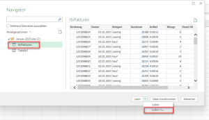Tabellenobjekt auswählen und laden