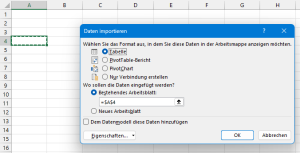 Abfrage in Tabelle laden