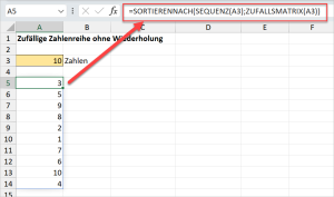 Zum Vergrößern bitte auf das Bild klicken Zufällig sortierte Zahlenreihe ohne Wiederholungen