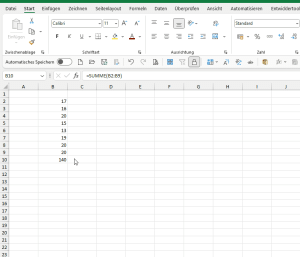 Werte einfügen (per Tastatur)