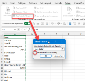Zum Vergrößern bitte auf das Bild klicken Die Liste wird nach Power Query geladen