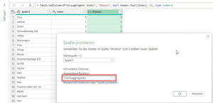 Zum Vergrößern bitte auf das Bild klicken Die neuen Spaltenwerte sollen nicht aggregiert werden