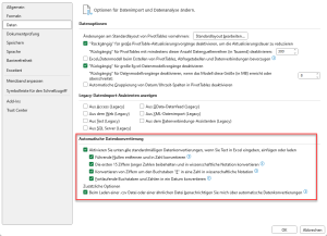 Optionen zur automatischen Datenkonvertierung
