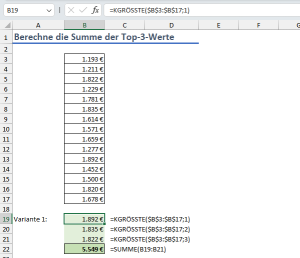 Zum Vergrößern bitte auf das Bild klicken Variante 1: Hilfszellen mit KGRÖSSTE