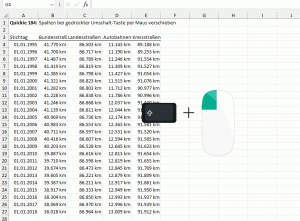 Zum Vergrößern bitte Bild anklicken Spalten bei gedrückter Umschalt-Taste verschieben