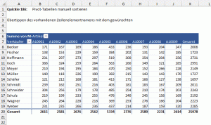 Zum Vergrößern bitte Bild anklicken Zeilen durch Überschreiben neu anordnen