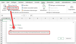 Zum Vergrößern bitte auf das Bild klicken Den Webkonnektor von Power Query aufrufen