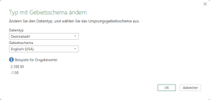 Zum Vergrößern bitte auf das Bild klicken Datentyp Dezimalzahl mit einem englischen Gebietsschema
