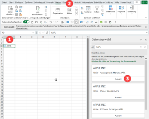 Zum Vergrößern bitte auf das Bild klicken Das Kurssymbol wird in einen Datentyp umgewandelt