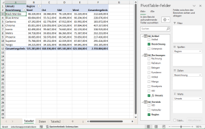 Zum Vergrößern bitte auf das Bild klicken Die fertige Power-Pivot-Tabelle