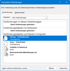 Zum Vergrößern bitte auf das Bild klicken Fenster mit vorhandenen Bedingungen