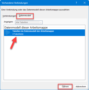 Zum Vergrößern bitte auf das Bild klicken Datenmodell-Tabellen auswählen