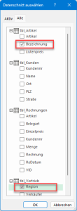 Zum Vergrößern bitte auf das Bild klicken Gewünschte Datenfelder auswählen