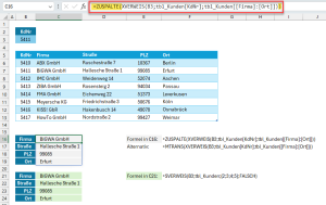 Zum Vergrößern bitte auf das Bild klicken XVERWEIS benötigt ZUSAPLTE als Hilfsfunktion