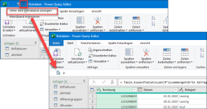 Zum Vergrößern bitte auf das Bild klicken Die Schnellzugriffsleiste unterhalb des Menübands anzeigen