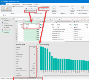 Zum Vergrößern bitte auf das Bild klicken Spaltenqualität und Spaltenprofil basieren auf den ersten 1000 Datensätzen