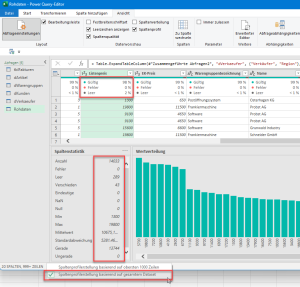 Zum Vergrößern bitte auf das Bild klicken Spaltenqualität und Spaltenprofil basieren auf dem gesamten Datenbestand