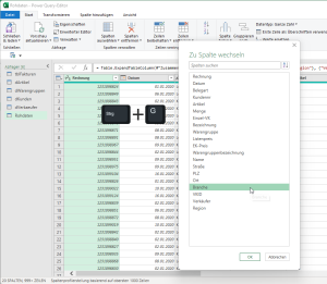 Zum Vergrößern bitte auf das Bild klicken Mit Strg+G eine bestimmte Spalte auswählen