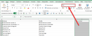 Zum Vergrößern bitte auf das Bild klicken Die Hausnummernspalte sollte als Text formatiert werden